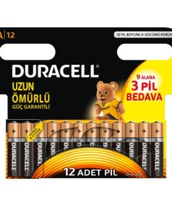 Duracell ince Kalem Pil AAA 9+3 = 12li paket Alkalin Pil LR03 MN2400