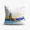 Kırlent Kılıfı 42x42cm Dekoratif Kırlent Yastık Kılıfı Kız Kulesi Modeli İst 06