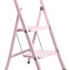 Perilla 2 Basamaklı Katlanır Metal Merdiven Toz Pembe Renkli Boyalı