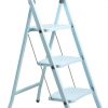 Perilla 3 Basamaklı Katlanır Metal Merdiven Toz Mavi Renkli Boyalı