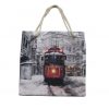 Bez Çanta Plaj Çantası Alışveriş Bez Torbası İpli Dijital Baskı Nostaljik Tramvay Krm55