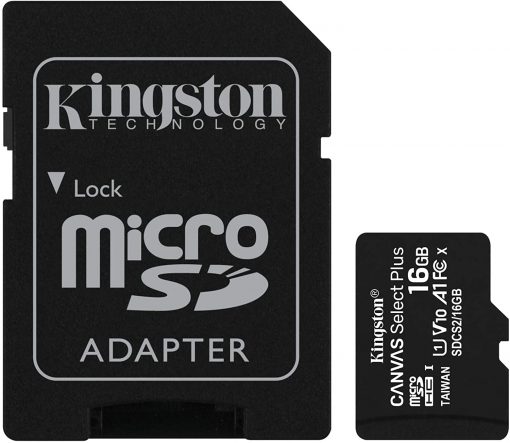 Kingston Bellek 16GB Micro SDHC Canvas Select Plus 100R A1 C10 CARD + Adaptör