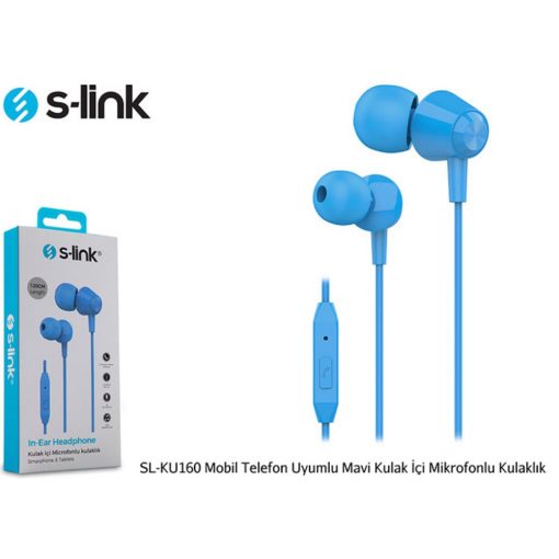 S-link SL-KU160 Mikrofonlu Kulak İçi Kulaklık Mavi