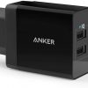 Anker Seyahat Şarj Cihazı PowerPort 2 24W Şarj Cihazı Siyah