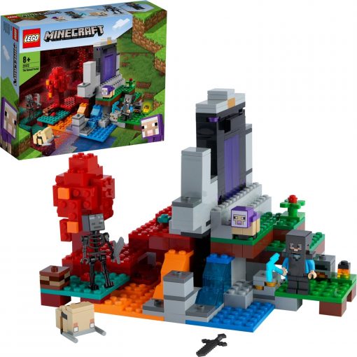LEGO® Minecraft™ Yıkılmış Geçit 21172 -8 Yaş ve Üzeri Macera Oyunları Seven Çocuklar için Steve ve Wither İskeleti İçeren Üretken Oyuncak Yapım Seti (316 Parça)