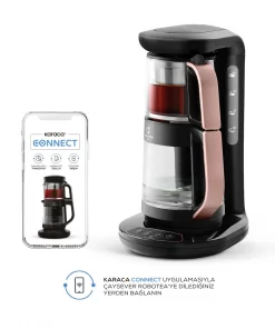 Karaca Çaysever Robotea Connect 3 in 1 Konuşan Otomatik Cam Çay Makinesi Su Isıtıcı ve Filtre Kahve Demleme Makinesi 2500W Rosegold