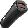 Spigen 48W USB-C 2 Port Araç içi Adaptör - Samsung PPS Destekli Hızlı Şarj Aleti iPhone & Android & iPad Type-C PD 3.0 30W + QC 3.0 18W EV482 - ACP08447