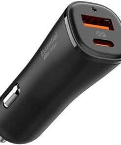 Spigen 48W USB-C 2 Port Araç içi Adaptör - Samsung PPS Destekli Hızlı Şarj Aleti iPhone & Android & iPad Type-C PD 3.0 30W + QC 3.0 18W EV482 - ACP08447