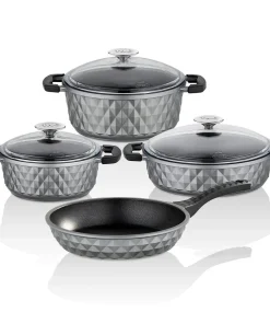 Taç Carabella Döküm 7 Parça Tencere Seti Gri Taç 3818