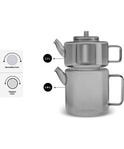 Karaca Flat Borosilikat Cam Midi Çaydanlık Smoke Grey