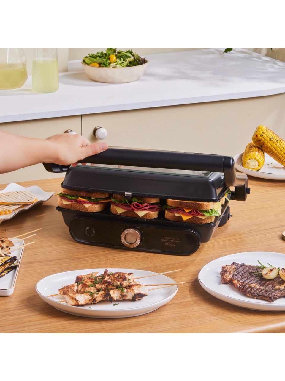 Karaca Gastro Grill Glass 2400W Tost ve Izgara Makinesi Walnut Brown 6 Dilim Kapasiteli - Görsel 2