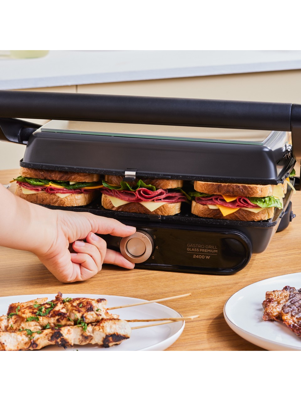 Karaca Gastro Grill Glass 2400W Tost ve Izgara Makinesi Walnut Brown 6 Dilim Kapasiteli - Görsel 3