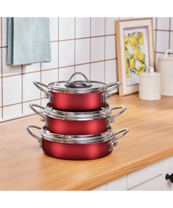 Karaca Ateş Emaye 6 Parça Omlet Sahan Set Bordo