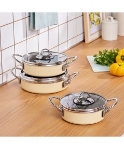 Karaca Ateş Emaye 6 Parça Omlet Sahan Set Krem