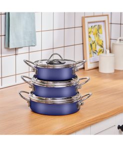 Karaca Ateş Emaye 6 Parça Omlet Sahan Set Lacivert