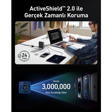 Anker Prime 749 240W 4 Port GaN Şarj Cihazı - USB-C Hızlı Telefon Tablet Macbook Masa Üstü Şarj Aleti + 240W Type-C Şarj Cihazı - Görsel 4