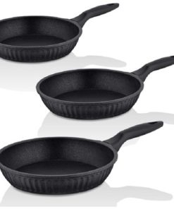 Taç Valeriya 20-24-28 3 lü Tava Seti Döküm Granit Tava Seti 4974