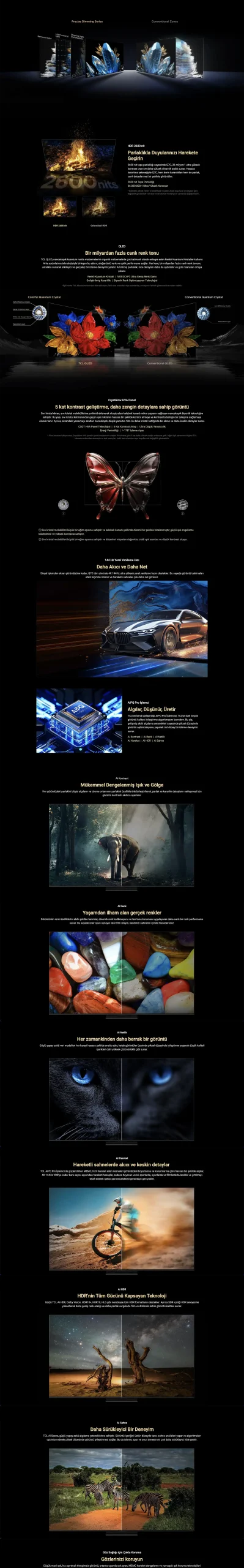 TCL 55Q7C 55" 139 Ekran Uydu Alıcılı Televizyon 4K Ultra HD MiniLED Google TV - Görsel 3